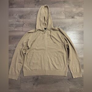 Vince Men's Cashmere Wool Blend Zip-Up Tan Sweater Hoodie Size 2XL